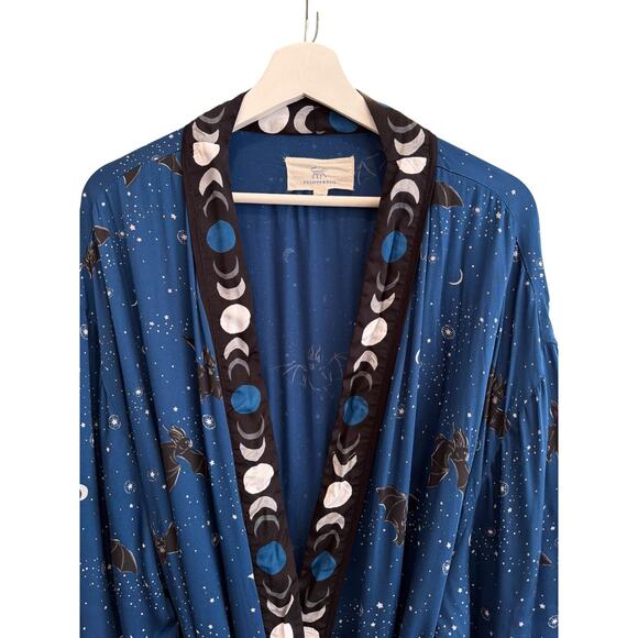 Printfresh Eco Satin Robe Bats and Moon Evening Flight RARE Size L/XL - Picture 6 of 11